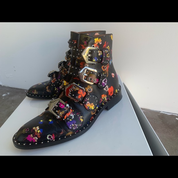 GIVENCHY Multicolor Floral Moto Bootie with Box - Picture 5 of 16